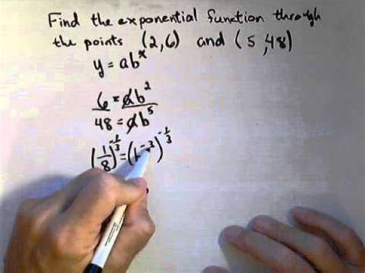 Find an exponential equation that passes through the points $(2, 2.25)$ and $(5,60.75)$