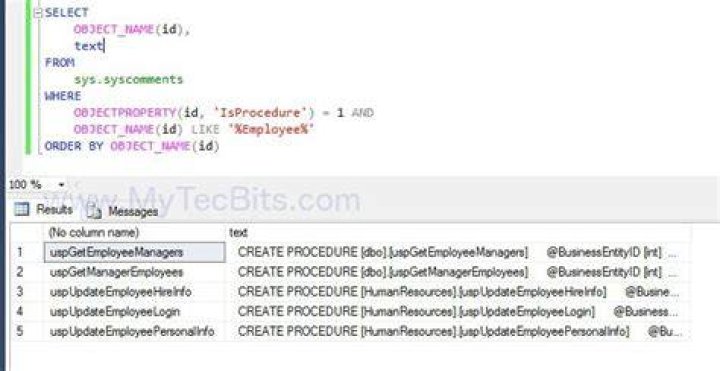 Find stored procedure by name