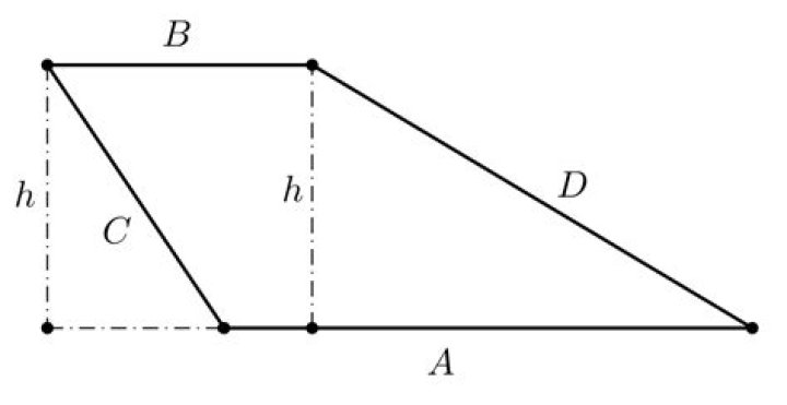 Finding the parallel sides of a trapezoid given all side lengths and height from base