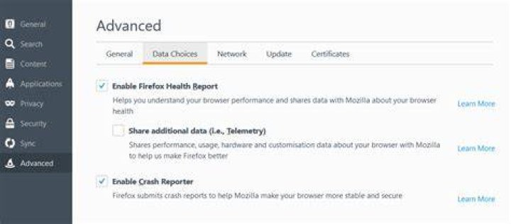 Firefox telemetry location
