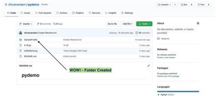 Folder appears inside repository home page