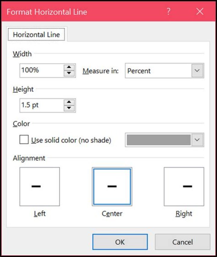 format horizontal line