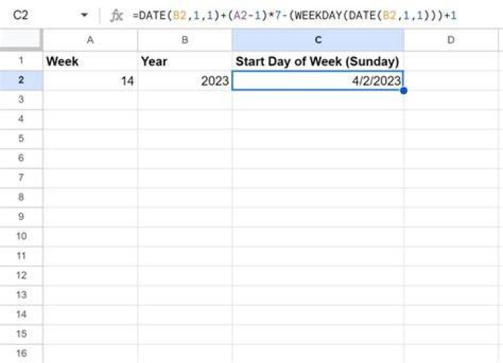 Get date from week number in Google Sheets