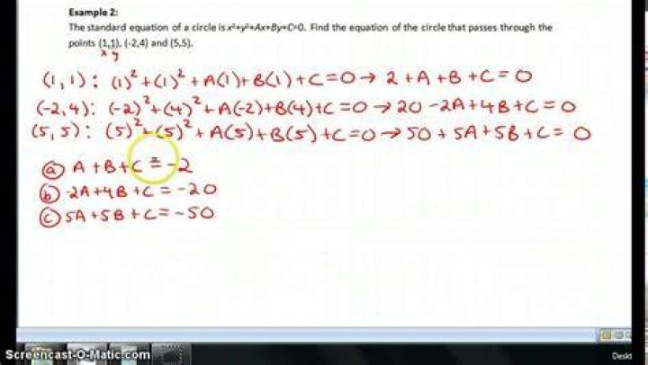 Get the equation of a circle when given 3 points
