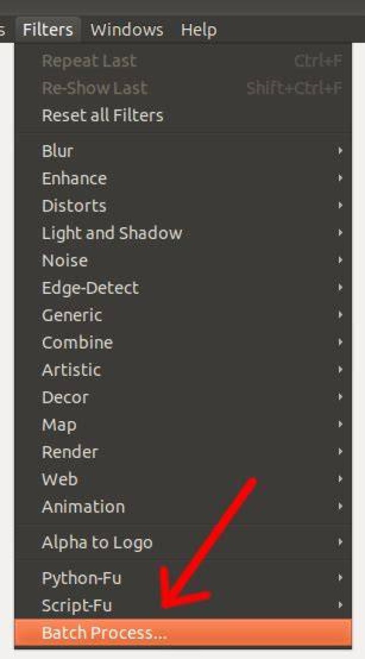 GIMP Batch Process.. Menu Path