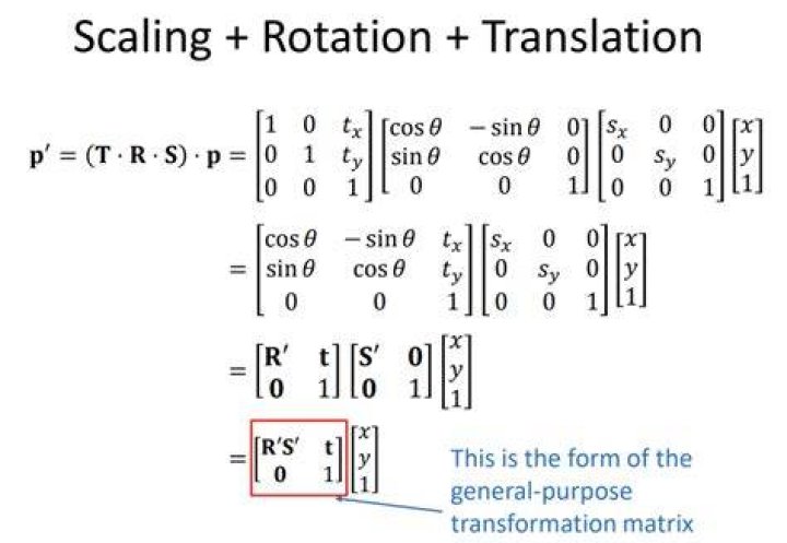 Given this transformation matrix, how do I decompose it into translation, rotation and scale matrices?