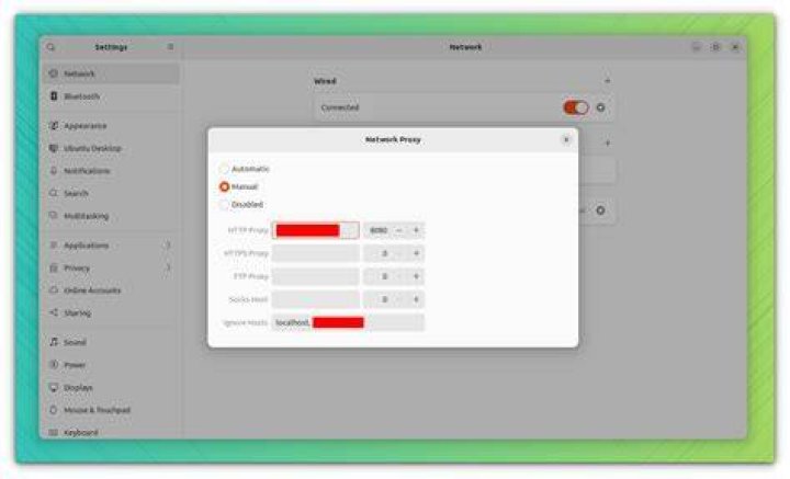 Gnome 3 proxy settings