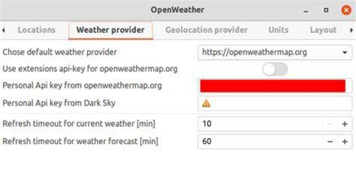 Gnome Extensions - OpenWeather