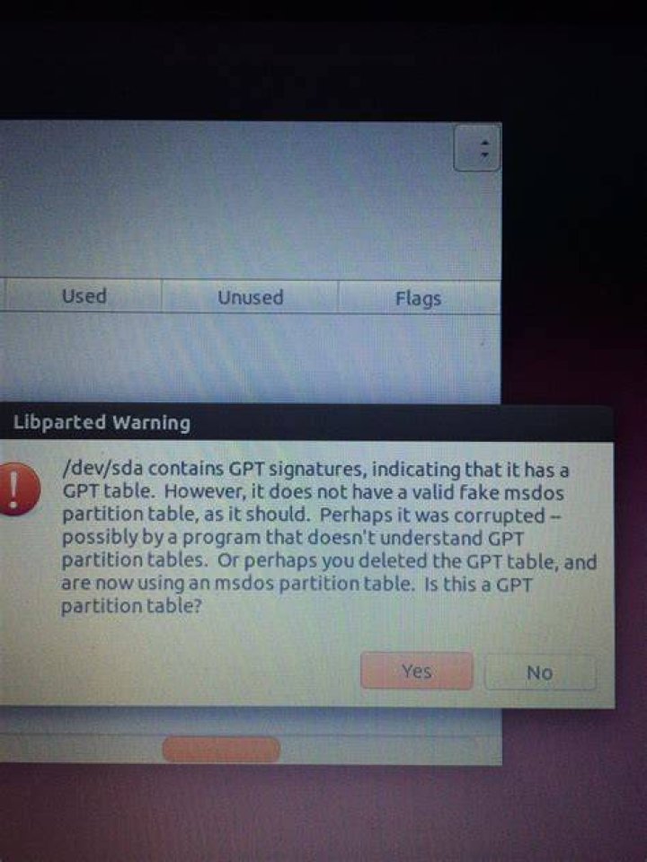 GParted Warning