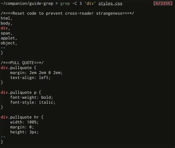 Grep invert match with context