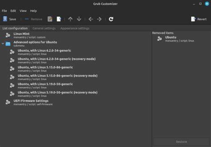 Grub customizer screen shot