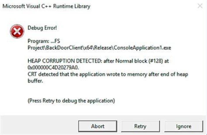 Heap Corruption Detected: after Normal block (#126)