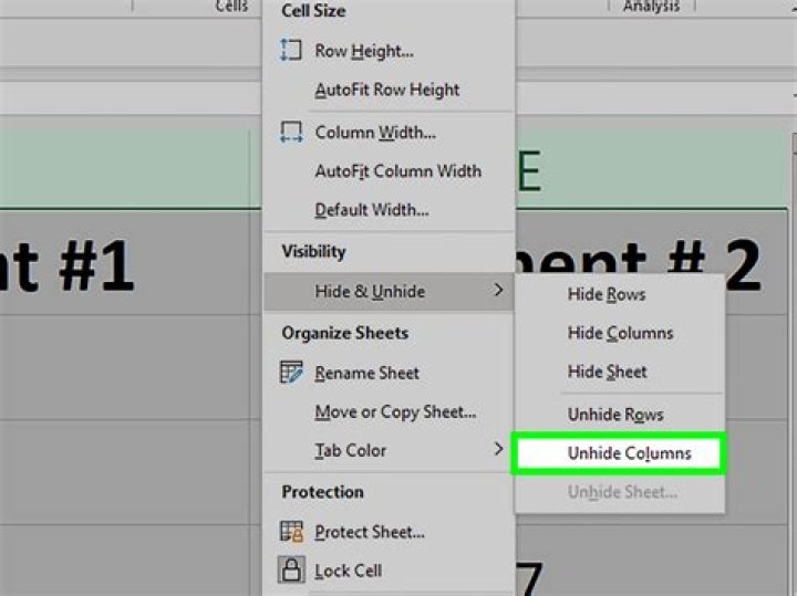 Hidden columns not selected