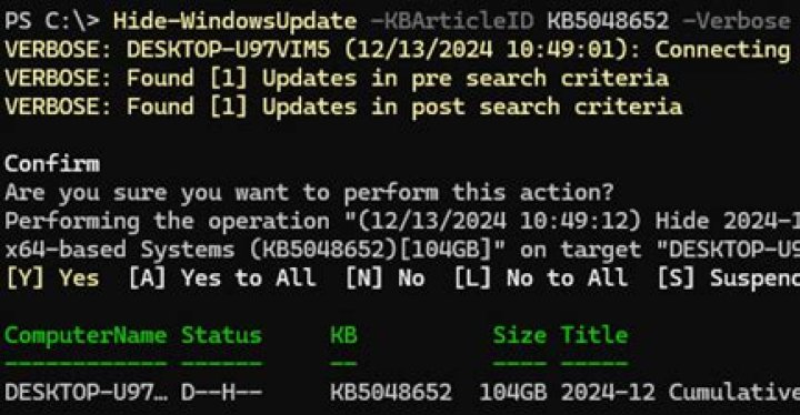 hide-windowsupdate Permission Issue