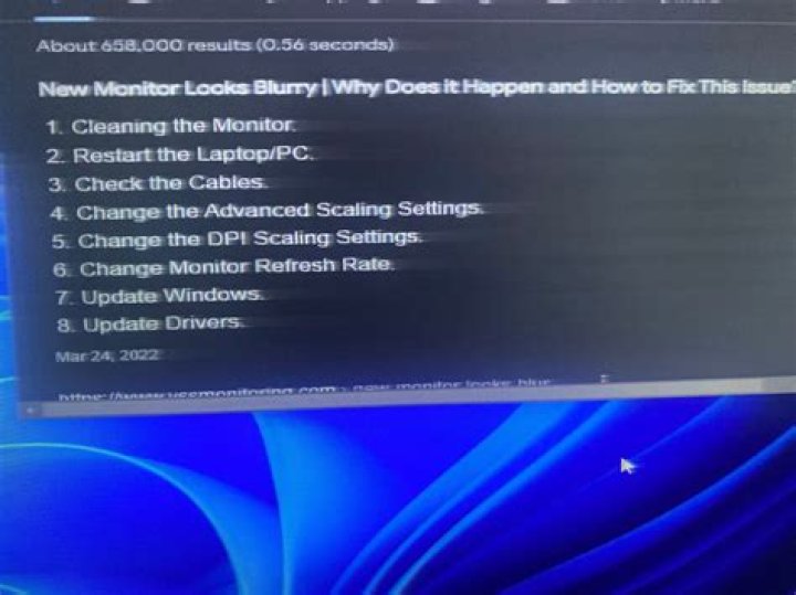 How can I fix a monitor that suddenly got blurry?
