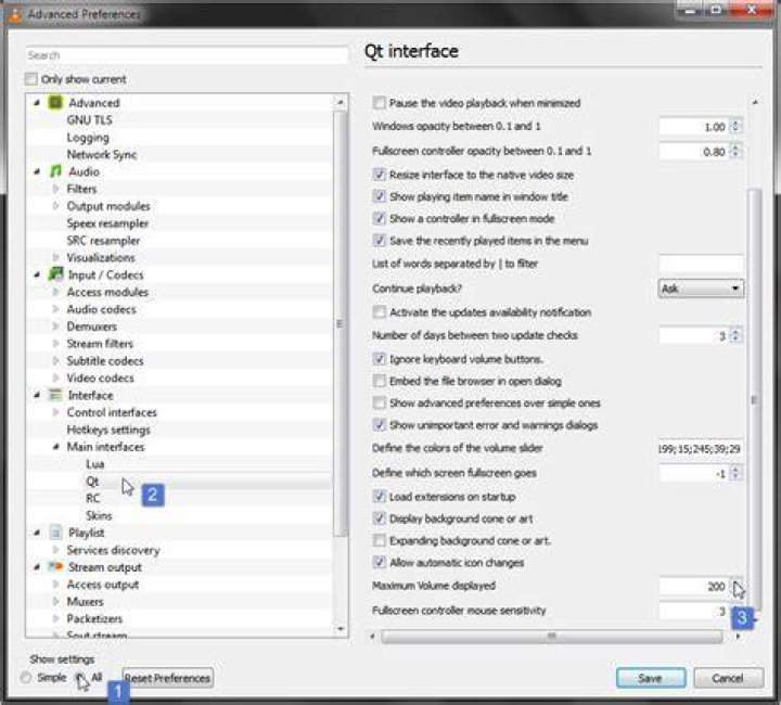 How can I increase the maximum volume output by VLC?