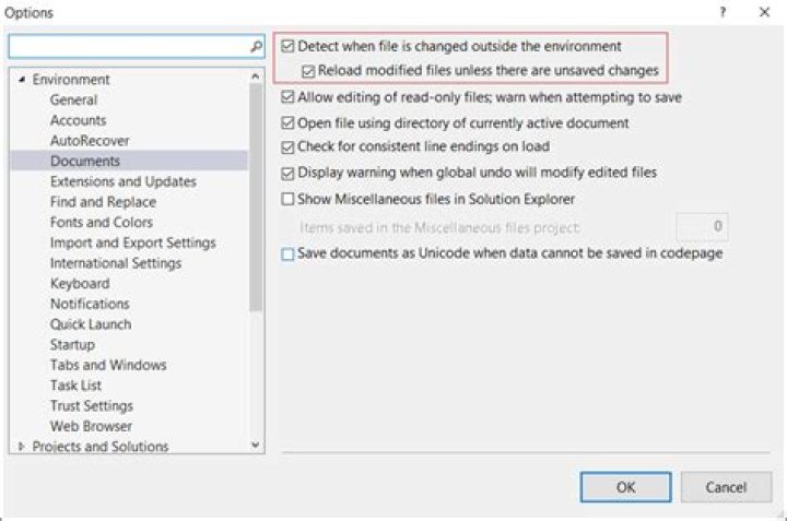 How can I refresh files that have been changed outside of Visual Studio?