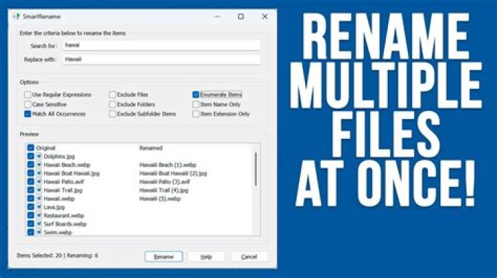 How can I rename many files at once?