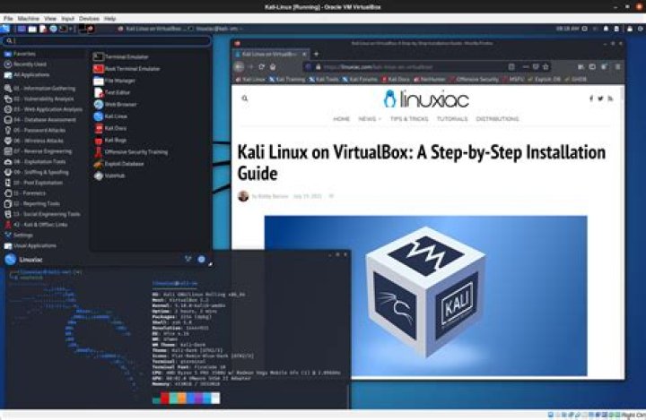 How can I start VirtualBox with an image of Kali Linux?