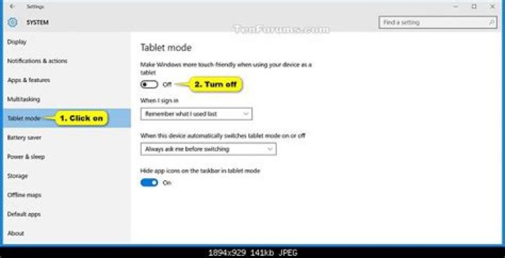 How can I turn off tablet mode Windows 10?