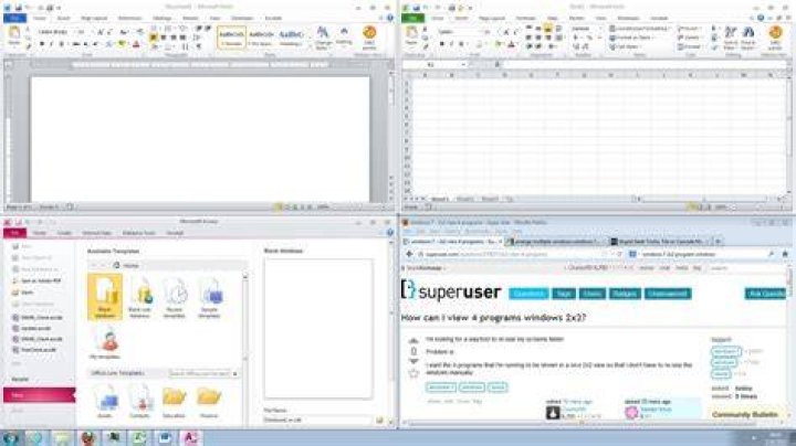 How can I view 4 programs windows 2x2?