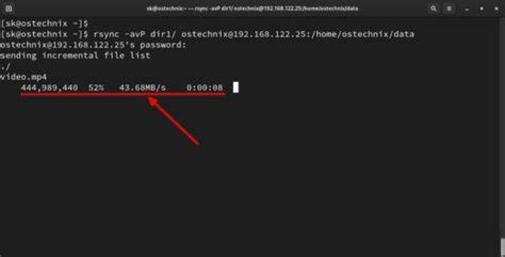 How can I view a progress bar when running rsync?