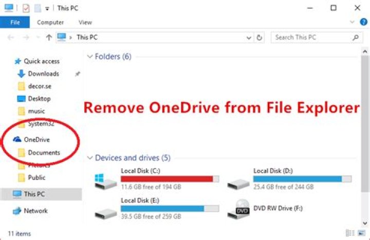 How do I remove Onedrive from file path on Windows 10