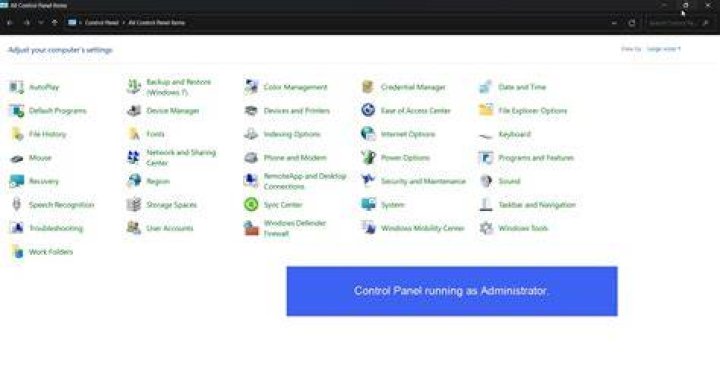 How do I run control panel as administrator?