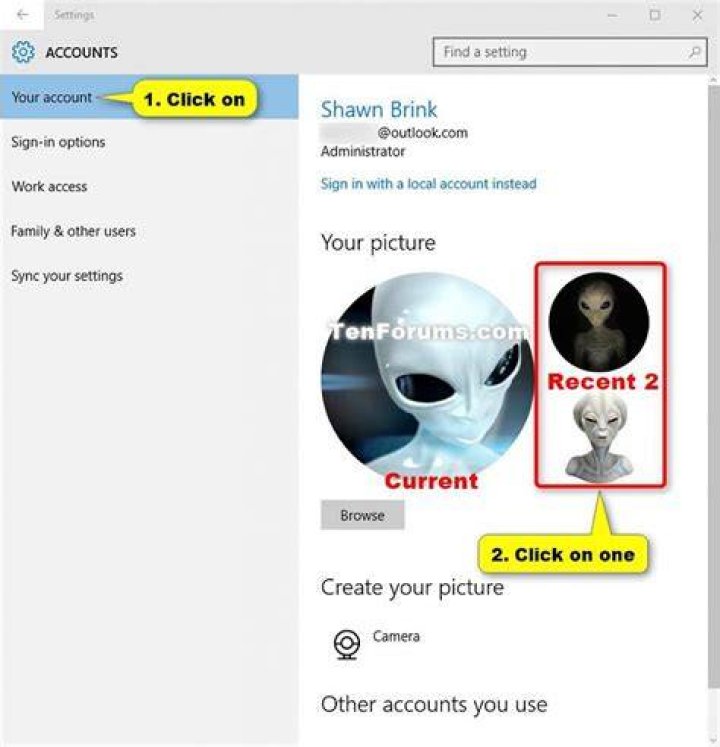 How do I save my account picture in windows 8?
