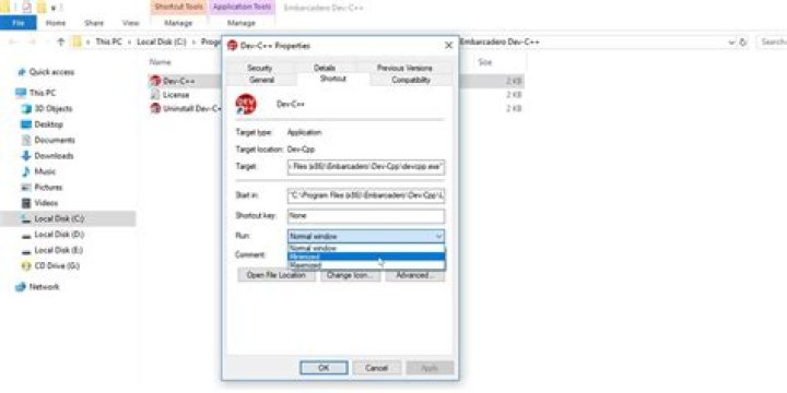 How do I tell a start up program to start minimized?