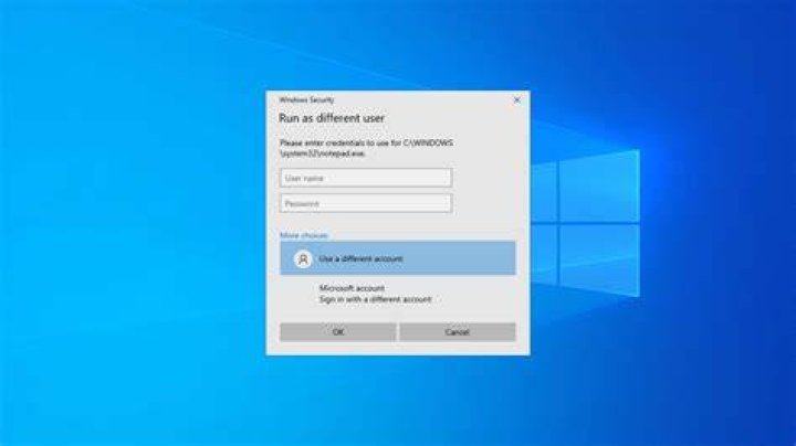 How do you run as a different user from the Start Menu in Windows 10?