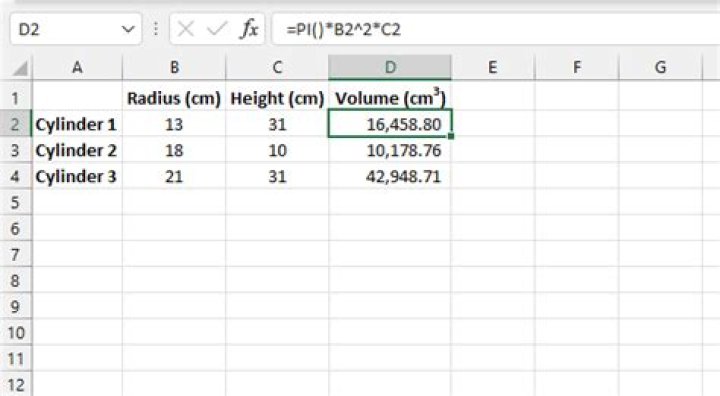 How do you use PI in Excel formulas?
