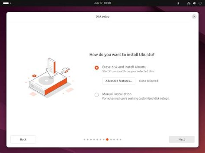 How does Ubuntu partition the disk when we choose 