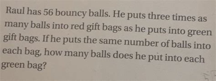 How many balls does he put into each green bag?