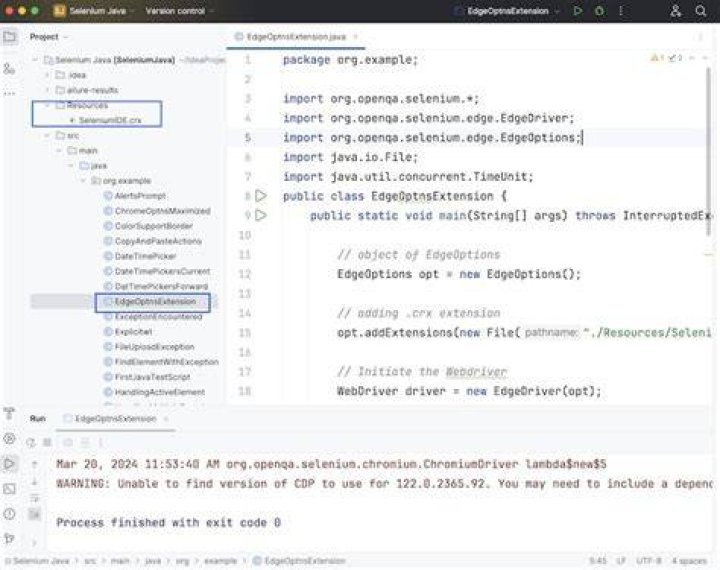 How to add arguments to edgeOptions in using edgeDriver selenium