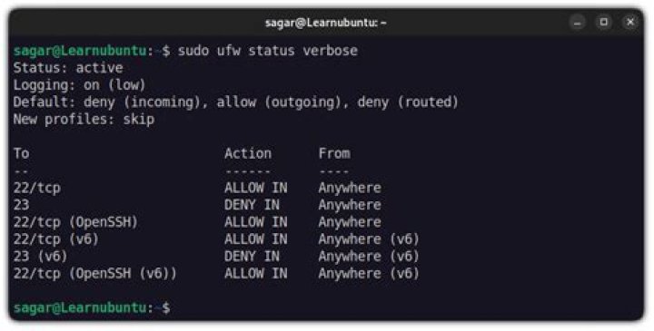 How to check specific port status of ufw in shell script?