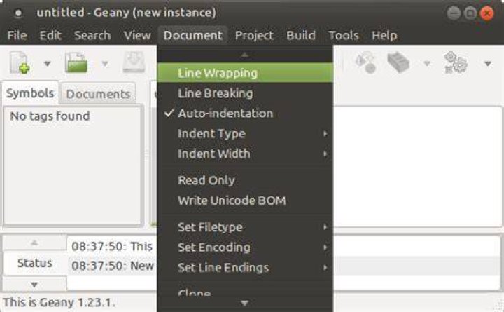 How to configure Geany to wrap lines?