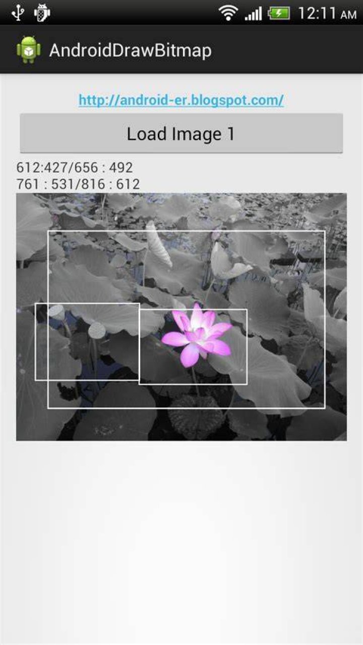 How to draw a rectangle on Image Bitmap in ImageView