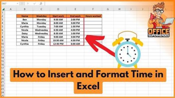 How to enter time in a cell of excel?