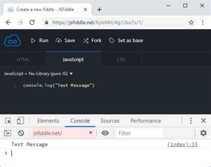 How to get console inside jsfiddle