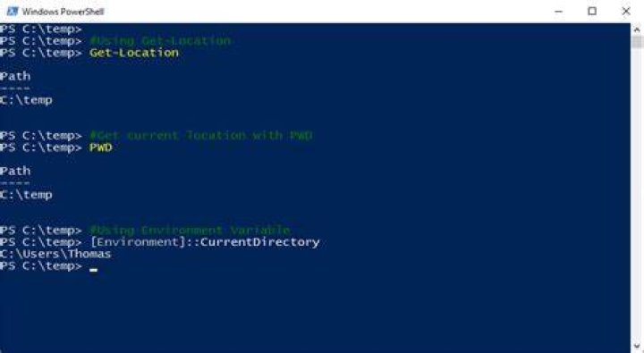 How to get current path in powershell into a variable