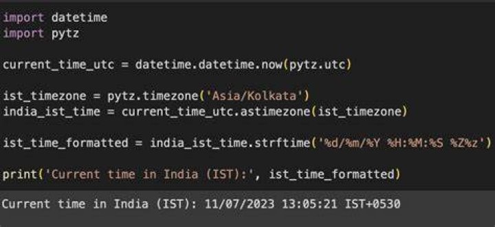 How to get current time in india in python