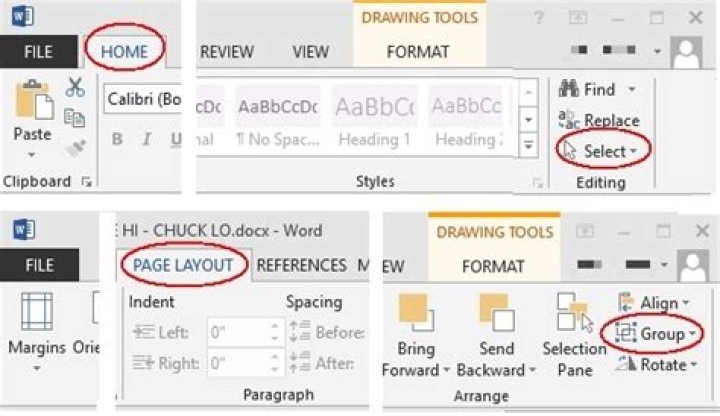 How to group a picture and a shape in Word 2013?