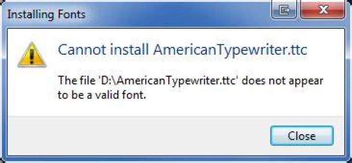 How to install OS X *.TTC font on Windows? Error: 