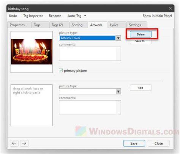 How to remove album art from a file in Windows Media Player 12