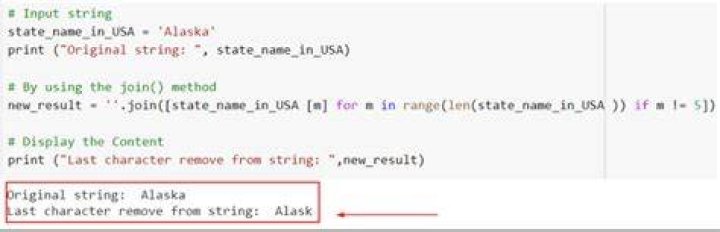 How to remove the last character from a string?