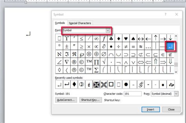 How to represent [RETURN] key in MS Word