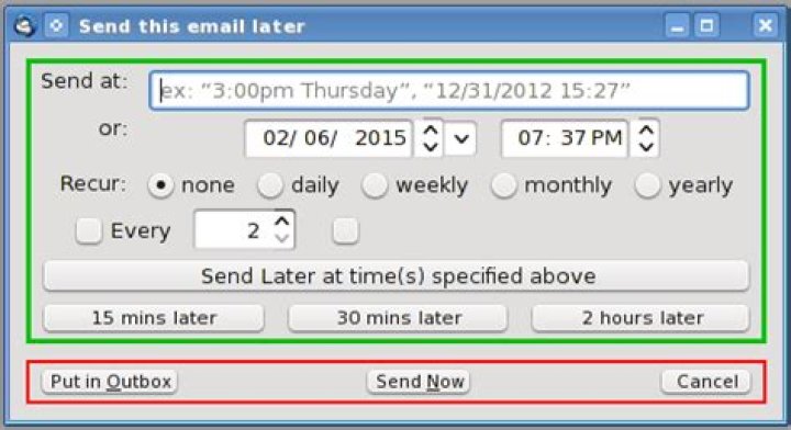 How to send email at specific time (not just delay) in Outlook 2010 or other mail client