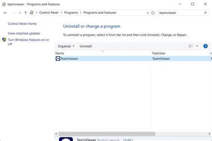 How to uninstall TeamViewer, if there is no option for doing so?
