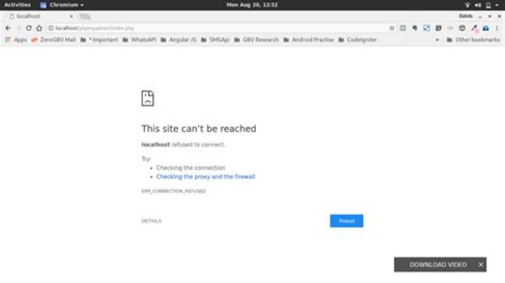 http://localhost/phpmyadmin/index.php “Says site can’t be reached”. Apache fail to start
